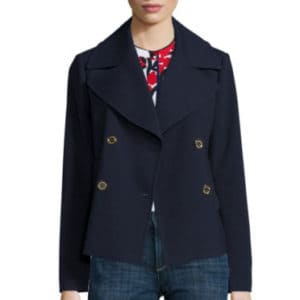 Liz Claiborne Navy Cropped Peacoat