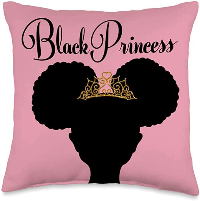 Black Princess Throw Pillow