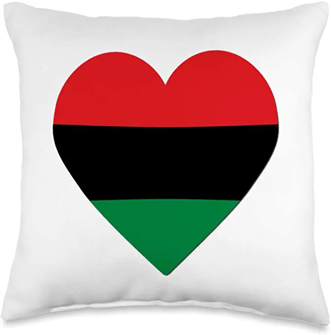 Heart-Shaped Pan-African Flag Throw Pillow,