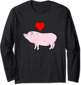 Pig Love Pink Pig with Red Heart Funny Alternative Valentine's Day Shirt
