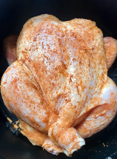 marinated  air fryer whole chicken - uncooked